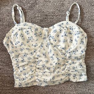 Floral Blue and White Women's Top